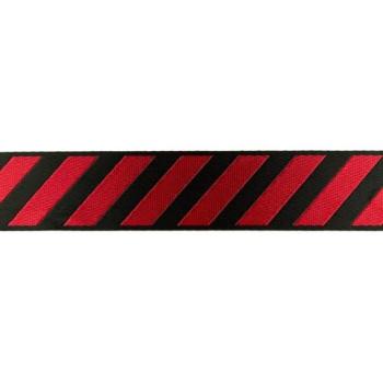 Gurtband 4 cm breit mit Streifen Schwarz/Rot glänzend